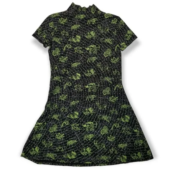 Dolls Kill Horoscopez Constellation Mini Dress Short Sleeve Mock Neck Zodiac - Picture 5 of 9